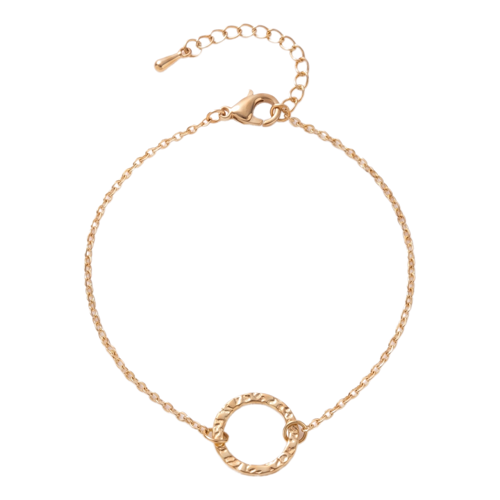 Sunoire emanco women trendy thin stainless steel bracelet minimalist chain women adjustable length bracelet dropshipping 01 flatlay gold circle