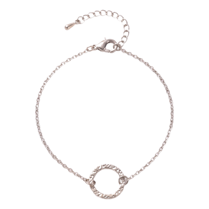 Sunoire emanco women trendy thin stainless steel bracelet minimalist chain women adjustable length bracelet dropshipping 03 flatlay silver circle