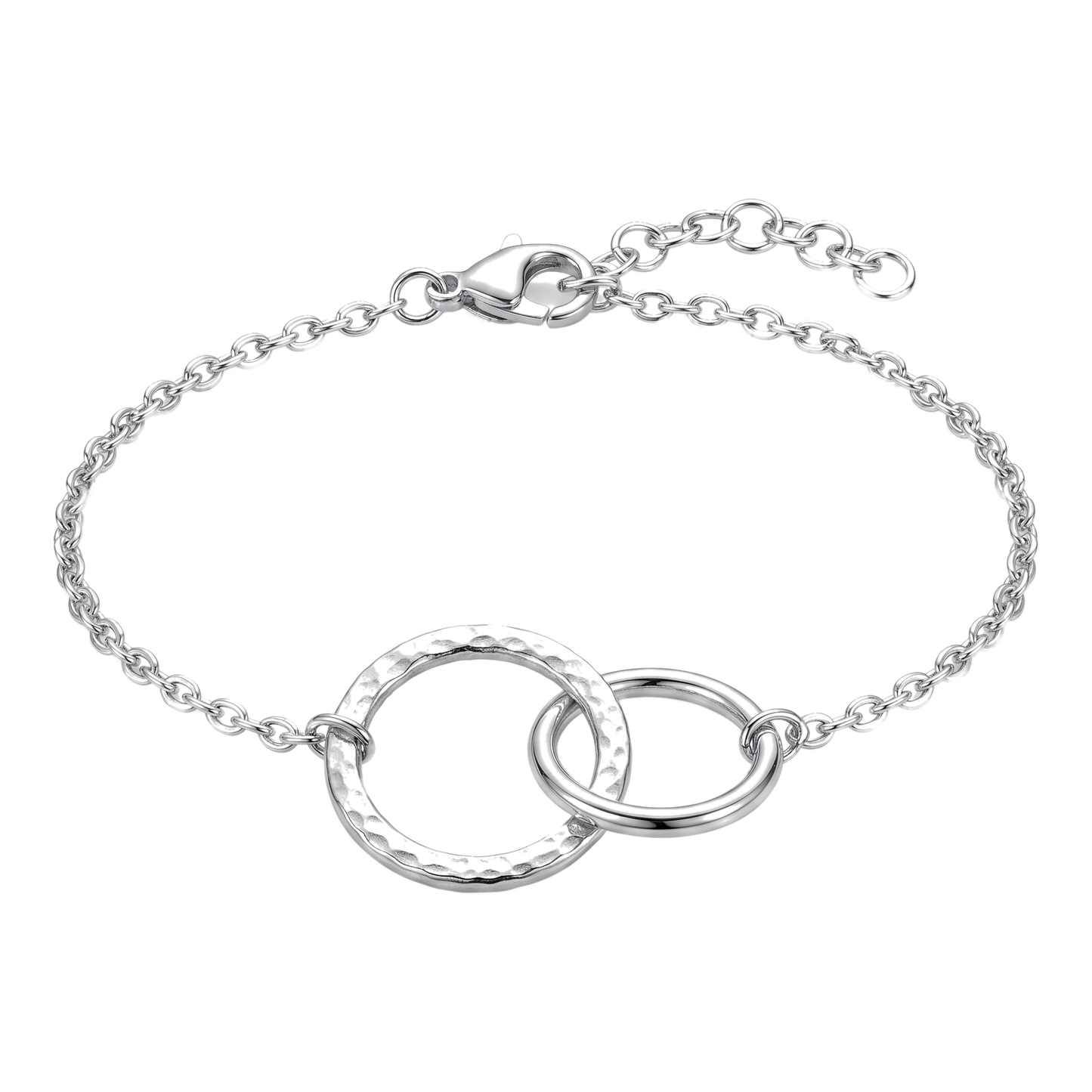 Sunoire emanco women trendy thin stainless steel bracelet minimalist chain women adjustable length bracelet dropshipping 05 flatlay silver double circle