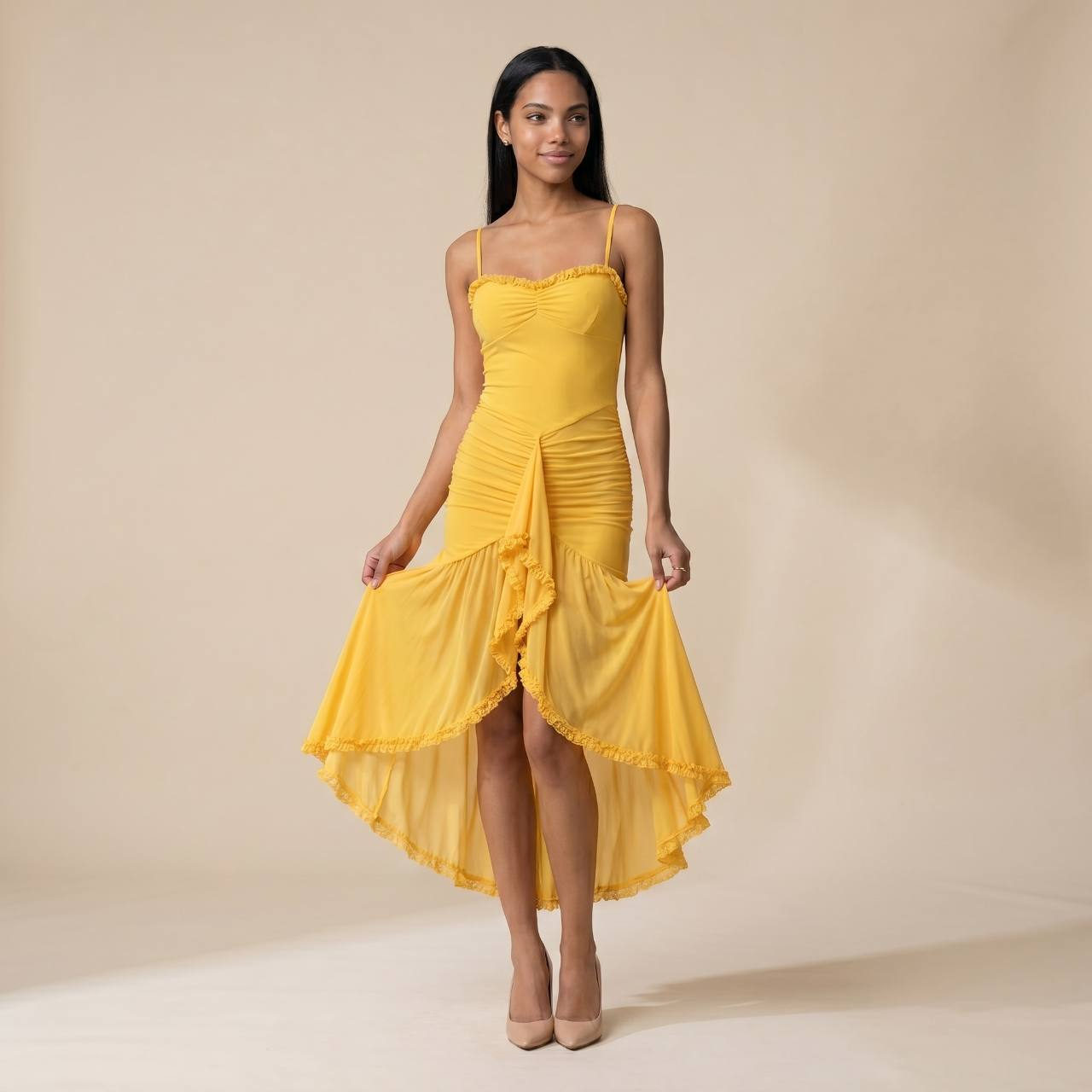 Sunoire lena yellow dress front hero 01