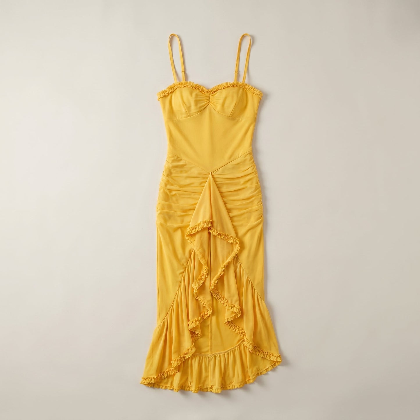 Sunoire lena yellow dress garment flatlay 01
