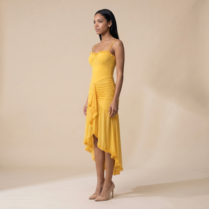 Sunoire lena yellow dress side view 01