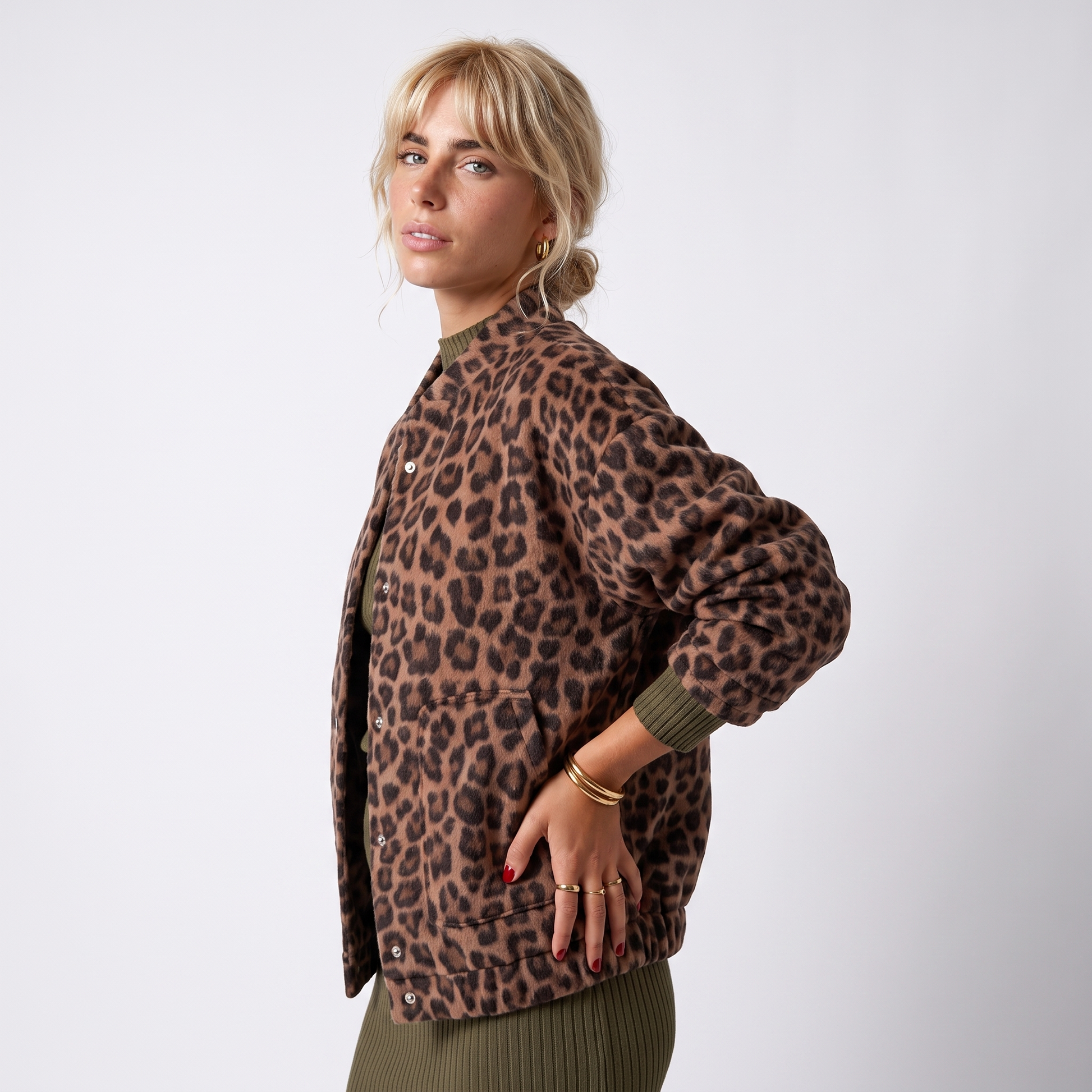 Sunoire leopard print bomber jacket with snap button front top alt crop 1 01