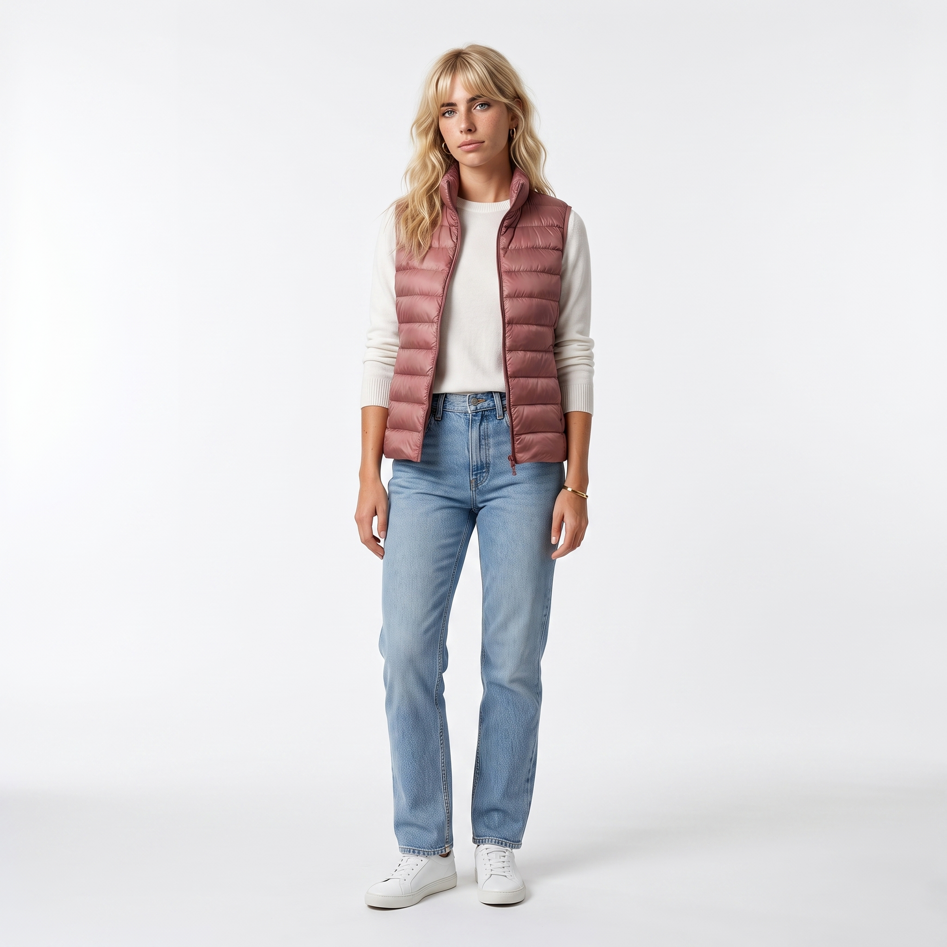 Sunoire lightweight padded gilet with stand collar and zip front front hero 01