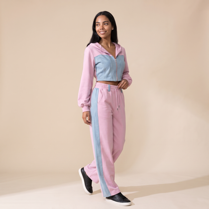 lila black denim set in Pink colorway image