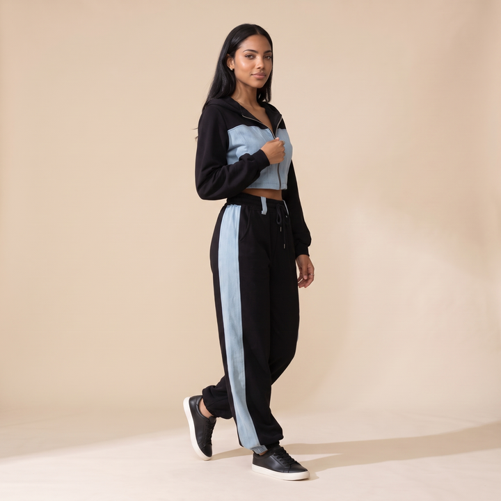 Sunoire lila black denim set three quarter 01