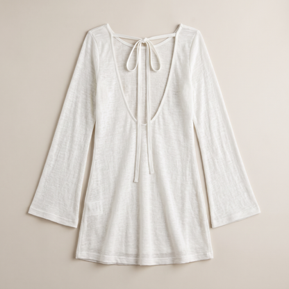 Sunoire lila white dress garment flatlay 01