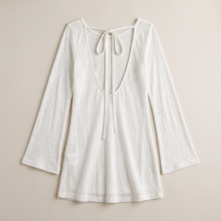 Sunoire lila white dress garment flatlay 01
