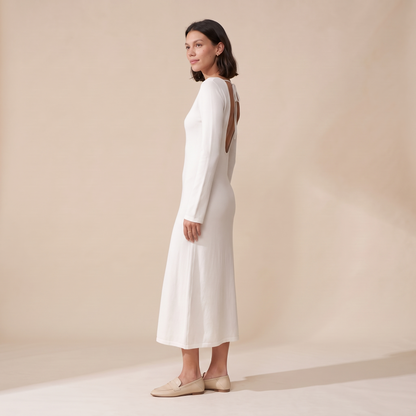 Sunoire lila white dress side view 01
