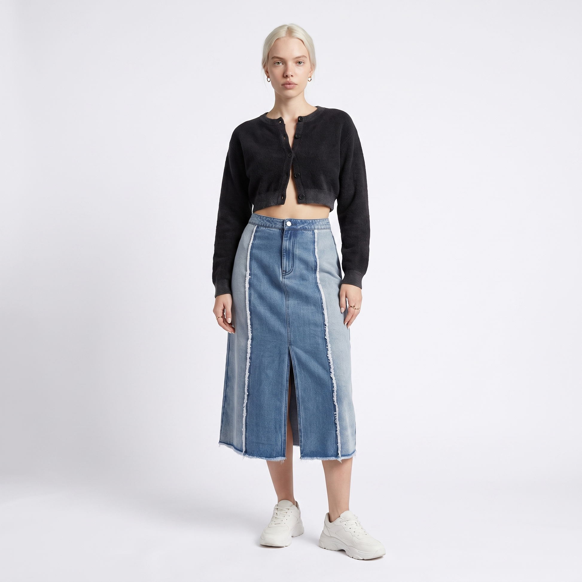 Sunoire lily panelled midi skirt elegant chic summer front hero 01
