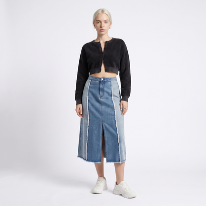 Sunoire lily panelled midi skirt elegant chic summer front hero 01