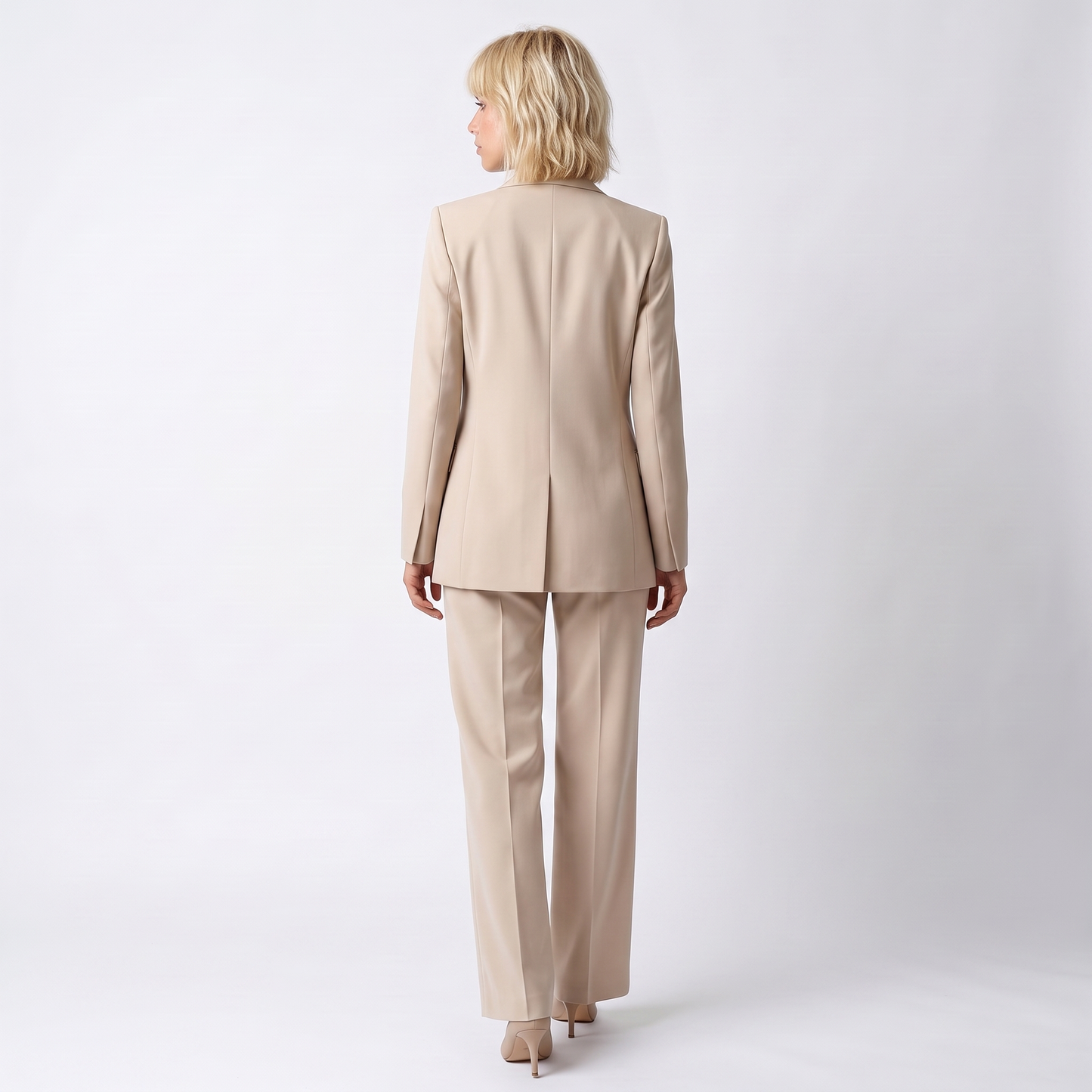 Sunoire lily womens wide leg flared tailored two piece trouser suit back view 01
