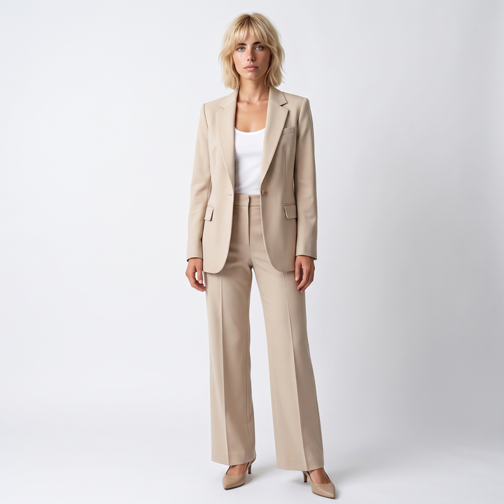 Sunoire lily womens wide leg flared tailored two piece trouser suit front hero 01