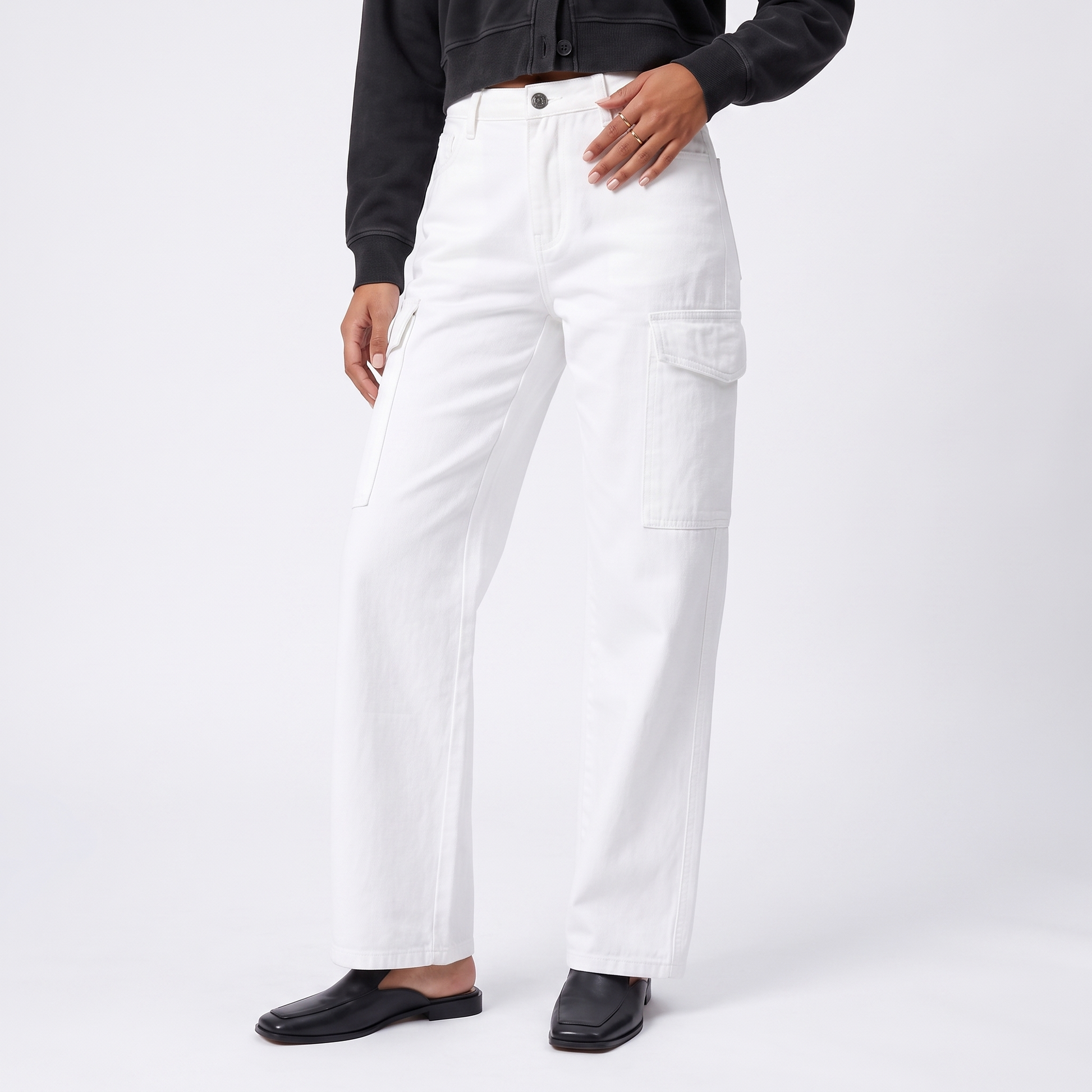 Sunoire lin wholesale women s high waisted cargo pants wholesale casual woman custom pants trousers for women bottom front crop 01