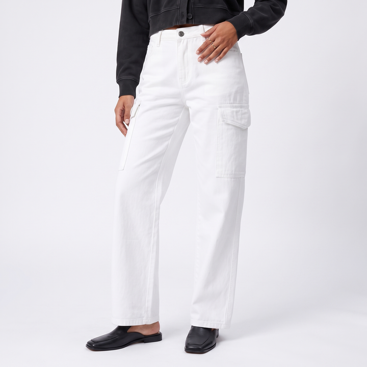 Sunoire lin wholesale women s high waisted cargo pants wholesale casual woman custom pants trousers for women bottom front crop 01