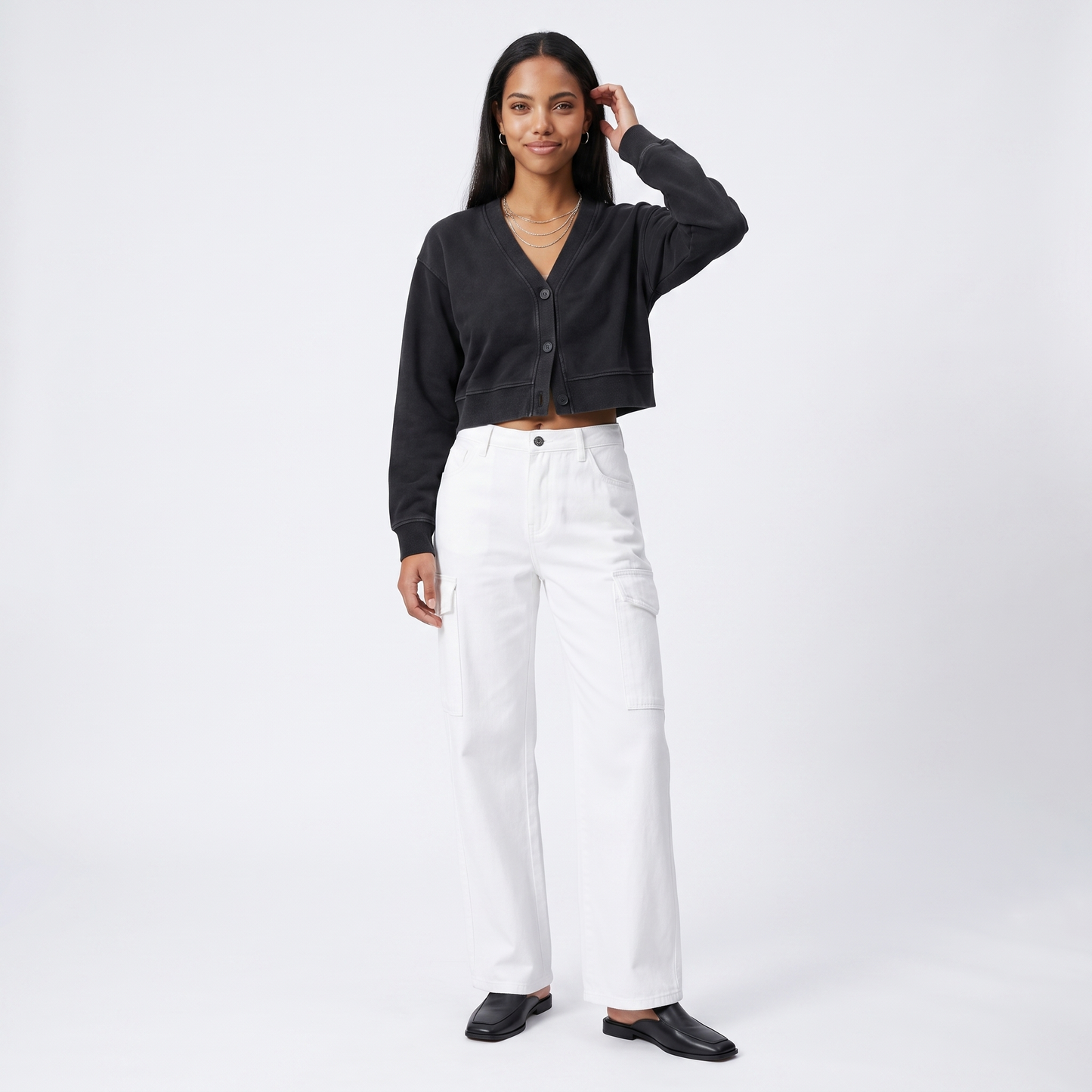 Sunoire lin wholesale women s high waisted cargo pants wholesale casual woman custom pants trousers for women front hero 01