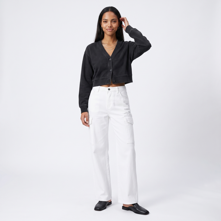 Sunoire lin wholesale women s high waisted cargo pants wholesale casual woman custom pants trousers for women front hero 01