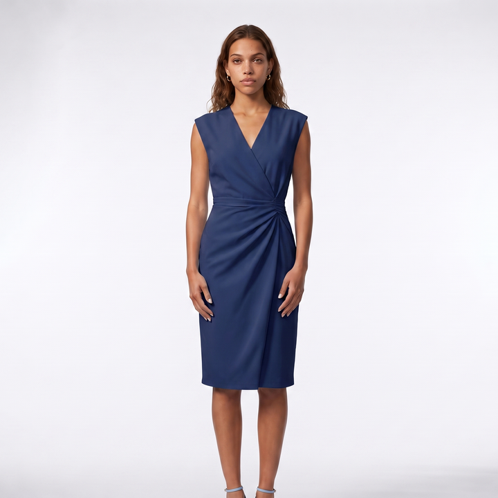 Women's Dress – Light Blue Wedding Guest Dress — Navy Blue