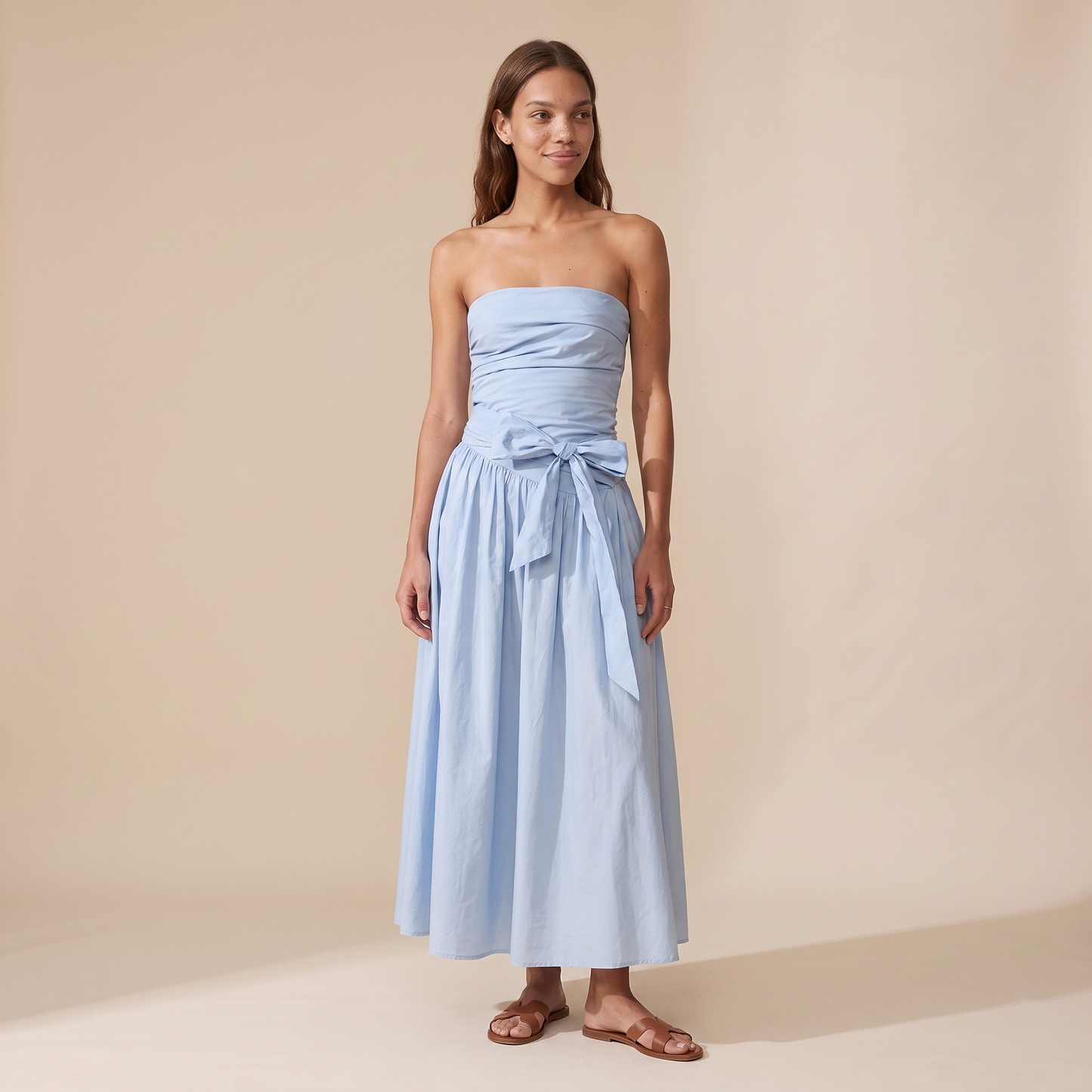 Sunoire lola white bow dress colorway blue front hero 01