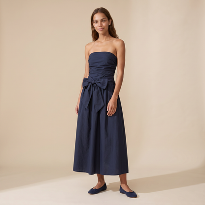 Sunoire lola white bow dress colorway navy front hero 01