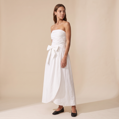 Sunoire lola white bow dress three quarter 01