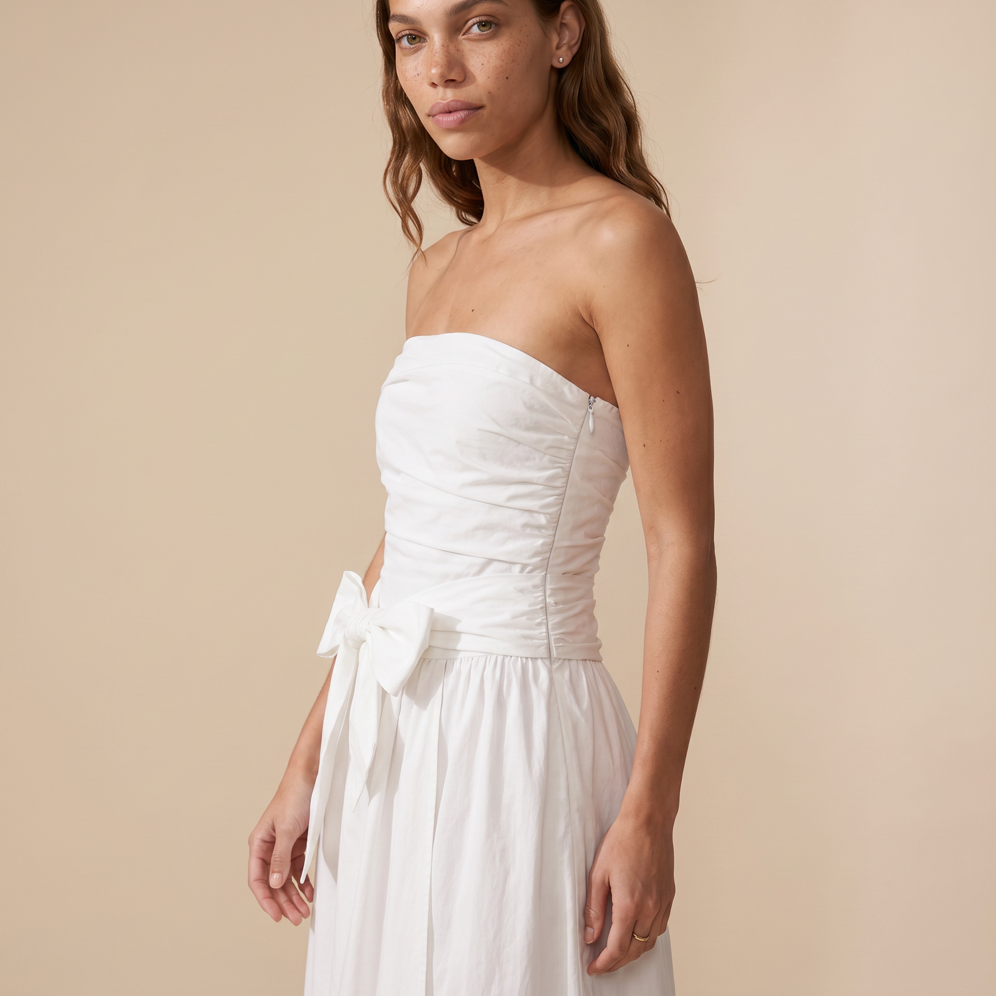 Sunoire lola white bow dress worn detail 01