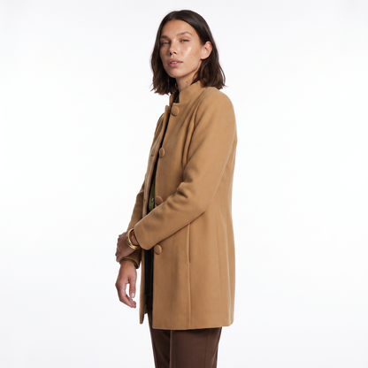 Sunoire lorraine womens button front a line coat stand collar autumn coat top crop 3q 01