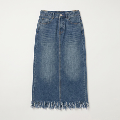 Sunoire maren blue denim skirt garment flatlay 01