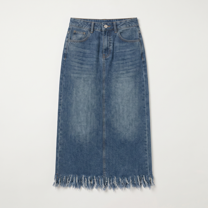 Sunoire maren blue denim skirt garment flatlay 01