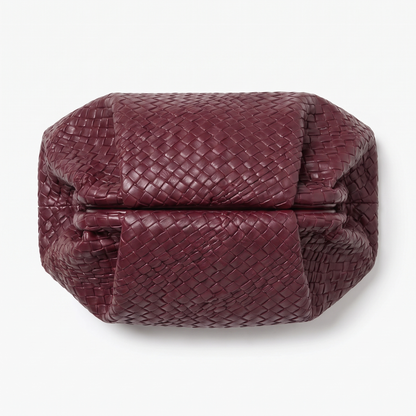 Sunoire margaux burgundy woven clutch 01 front