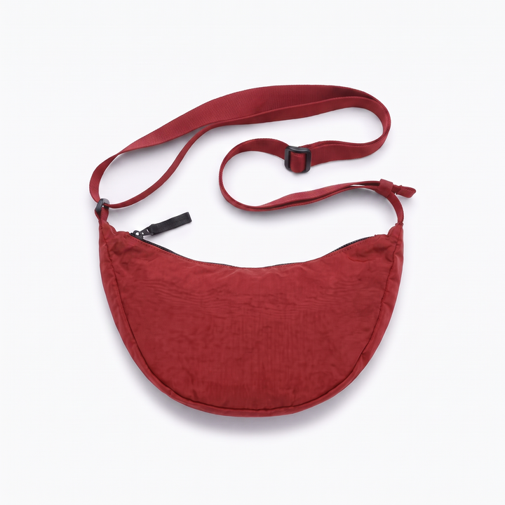 Crescent Nylon Crossbody Bag – Black Everyday Casual Crossbody Purse — Red