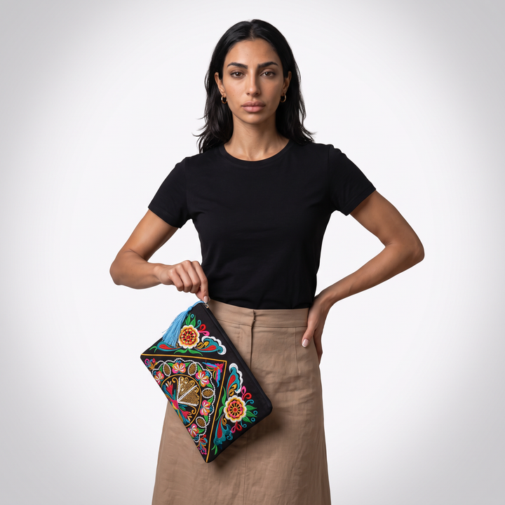 Sunoire marisol embroidered floral clutch bag 03 detail
