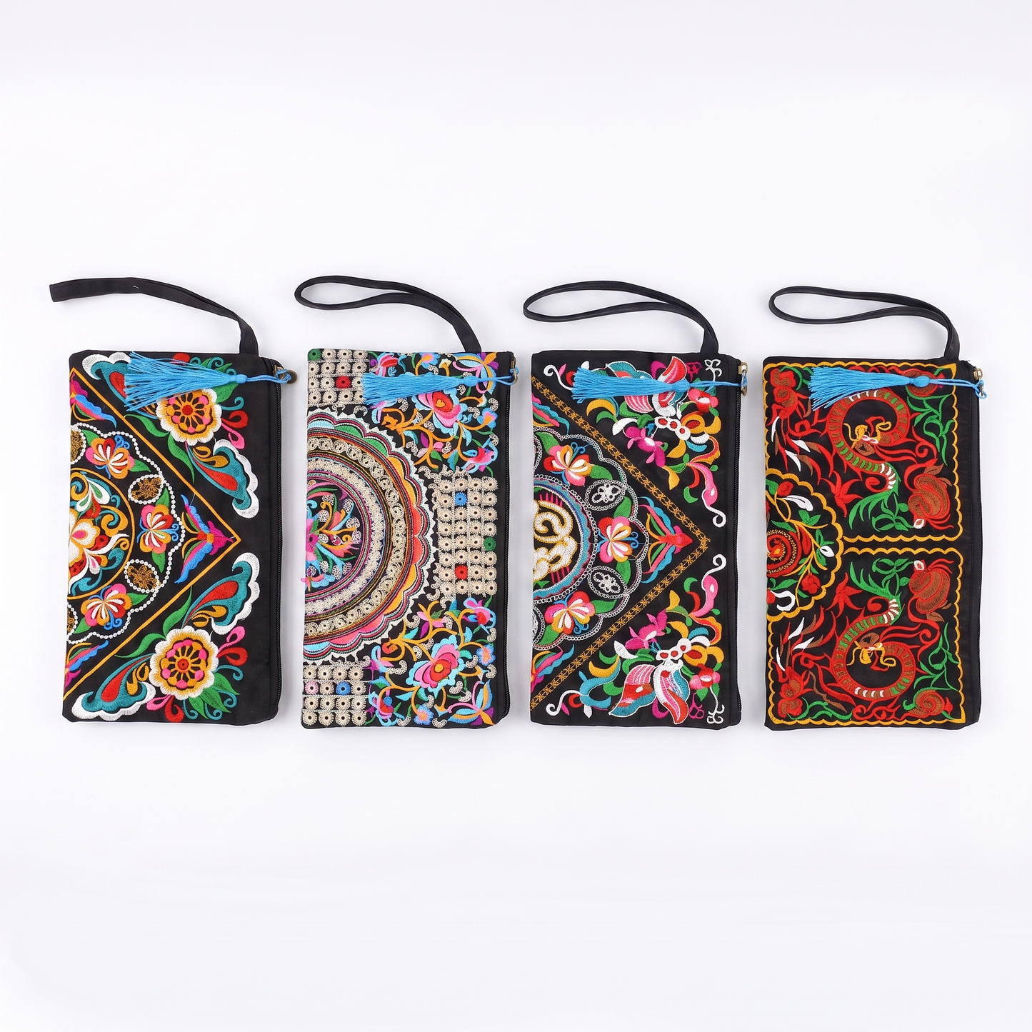 Sunoire marisol embroidered floral clutch bag collection flatlay