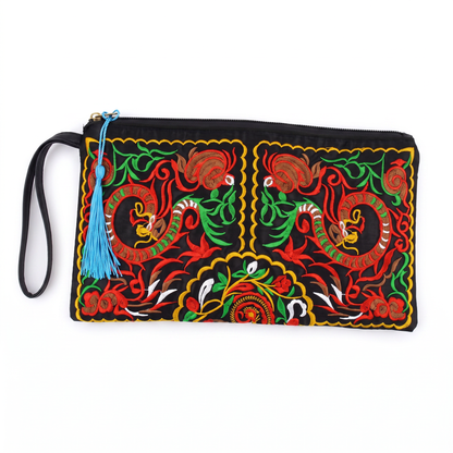 Sunoire marisol embroidered floral clutch bag colorway dragon