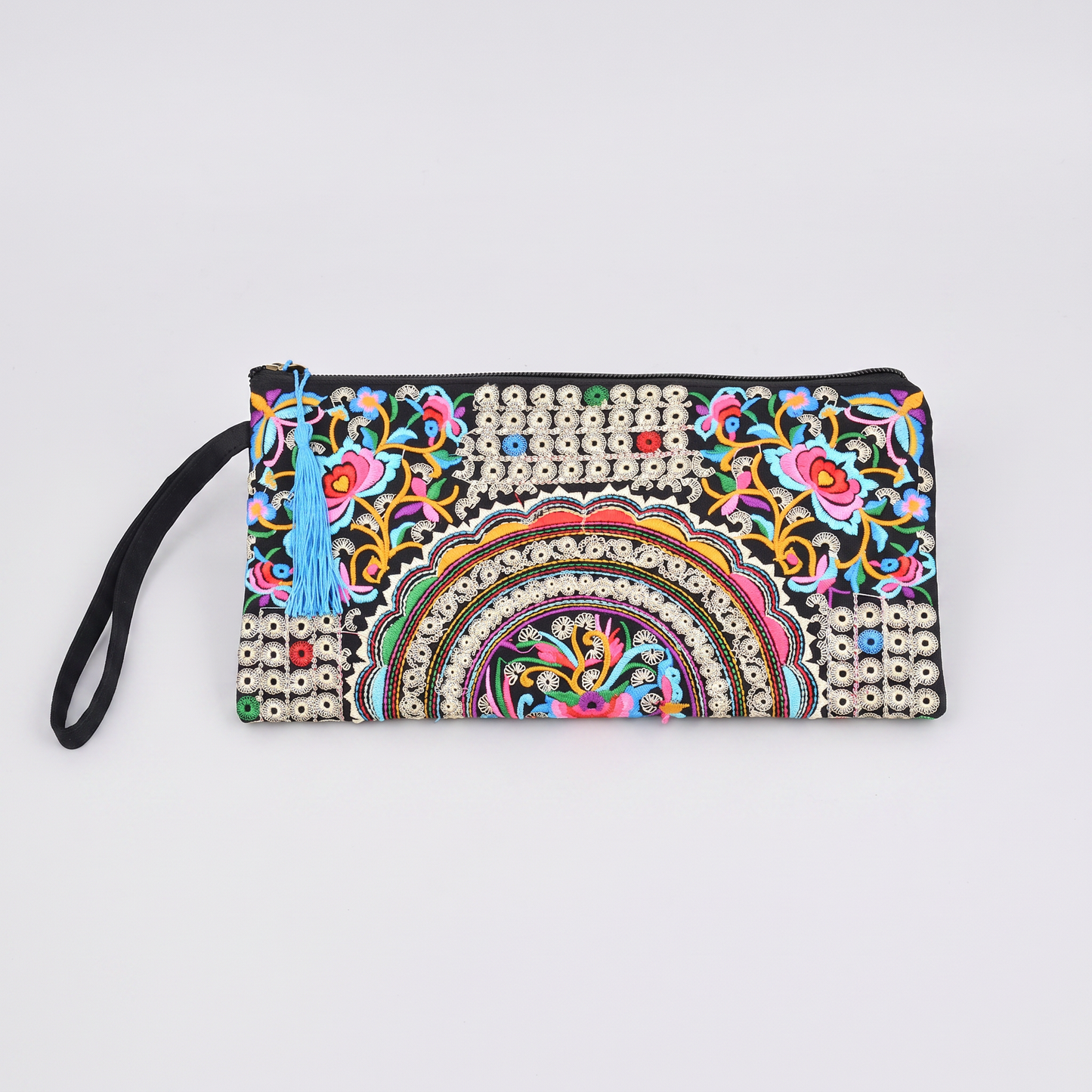 Sunoire marisol embroidered floral clutch bag colorway rainbow