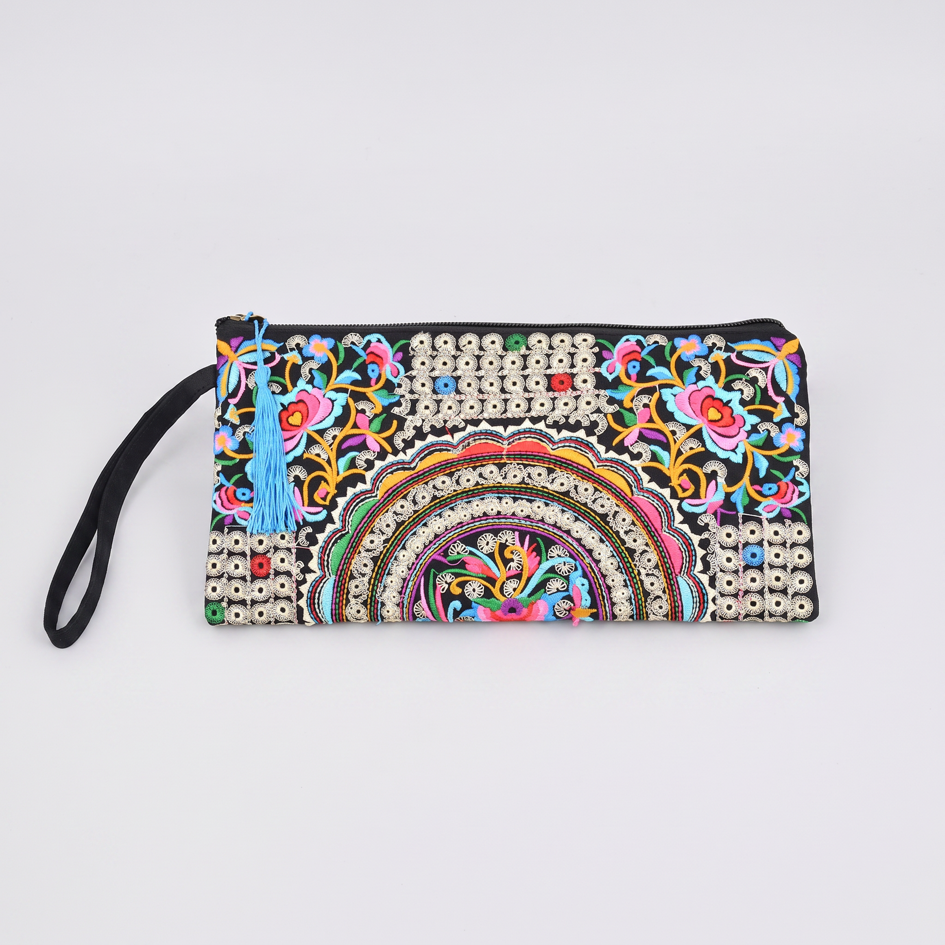 Sunoire marisol embroidered floral clutch bag colorway rainbow