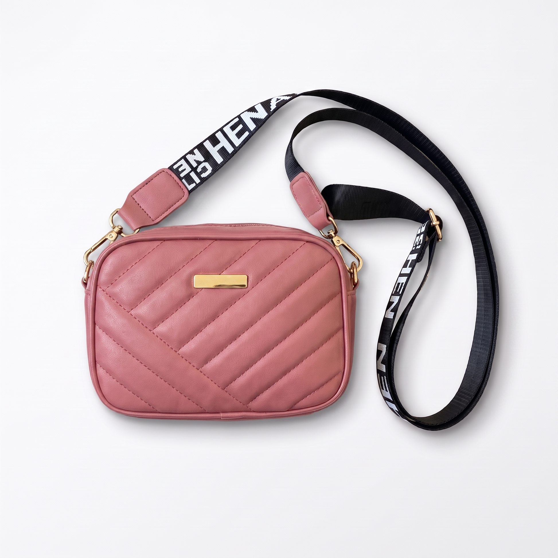 Sunoire marlowe black quilted crossbody bag colorway pink front hero 01