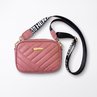 Sunoire marlowe black quilted crossbody bag colorway pink front hero 01