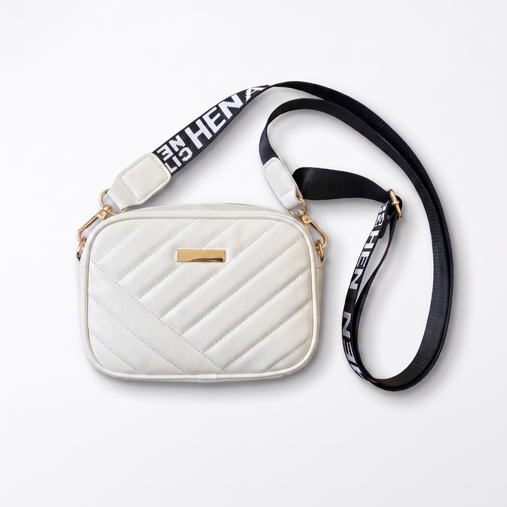Quilted Structured Crossbody Bag – Black Everyday Casual Crossbody Purse — White
