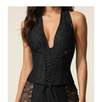 Sunoire martha halter neck sheer lace jumpsuit detail 01
