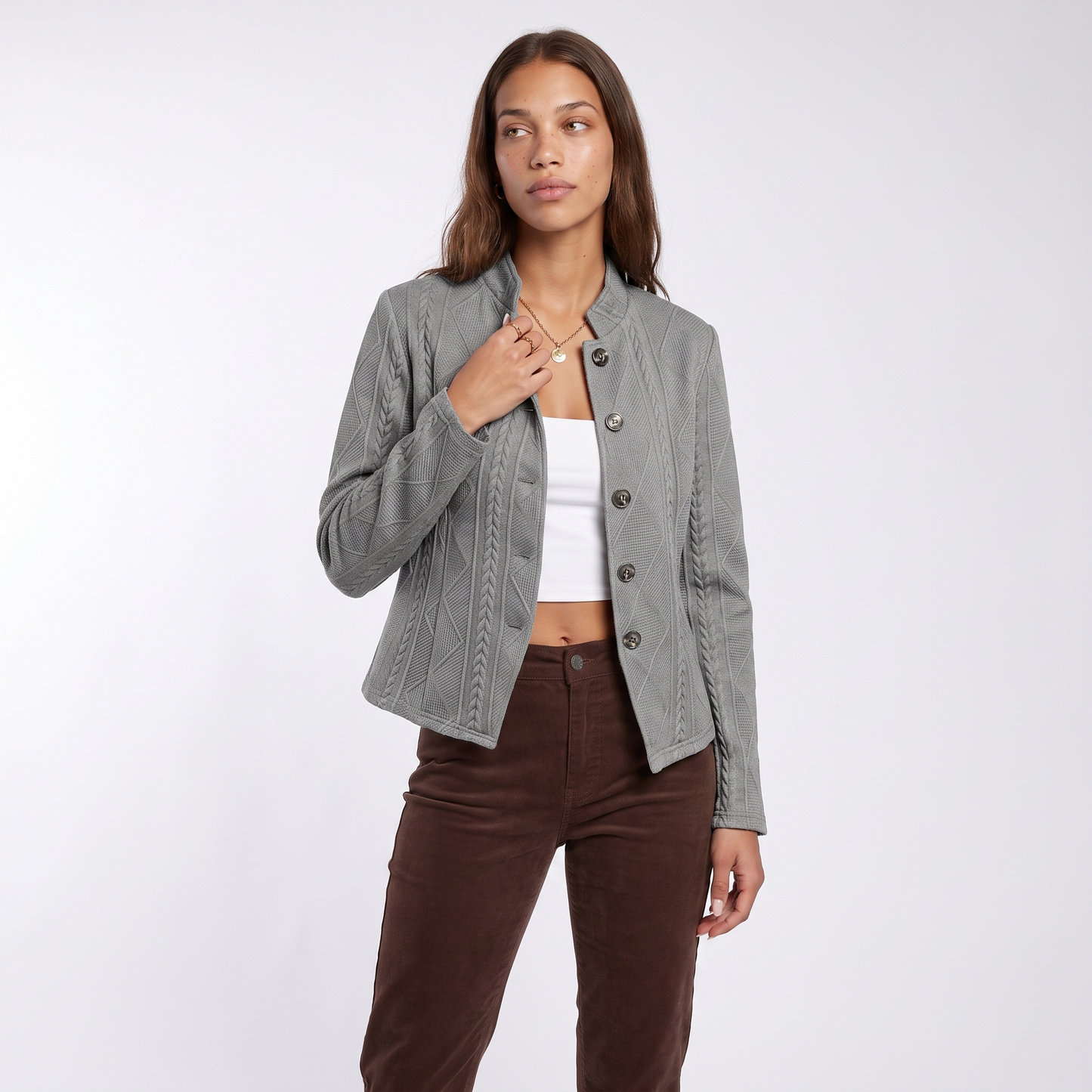 Sunoire maurelle elegant jacket colorway grey front crop 01