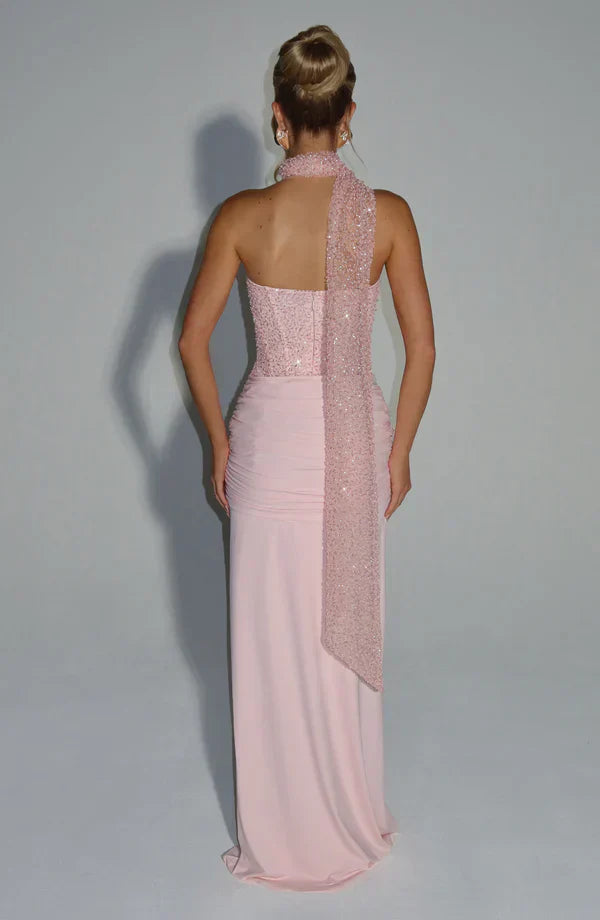 Elspeth | Maxi Gala Dress Embellished Corset Strapless for Women in Pink, another view