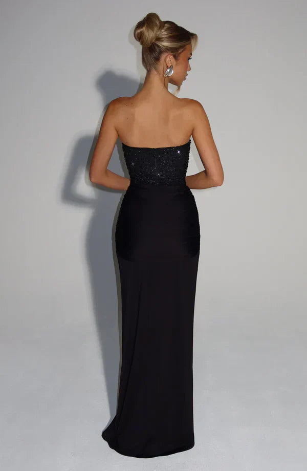 Elspeth | Maxi Gala Dress Embellished Corset Strapless for Women in Black, another view