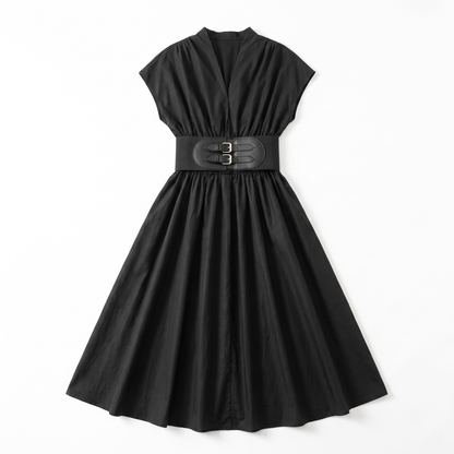 Sunoire medium size ladies dress women lady elegant summer casual party dresses 2026 host outfit lady dress professional manufacturer garment flatlay 01