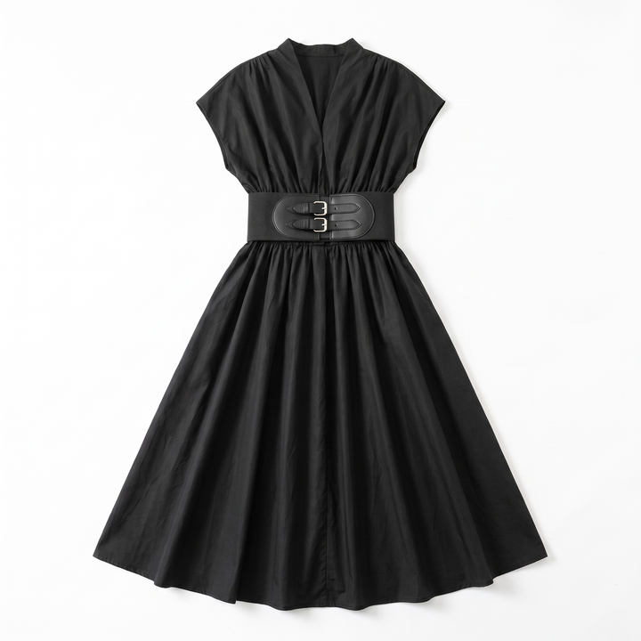 Sunoire medium size ladies dress women lady elegant summer casual party dresses 2026 host outfit lady dress professional manufacturer garment flatlay 01