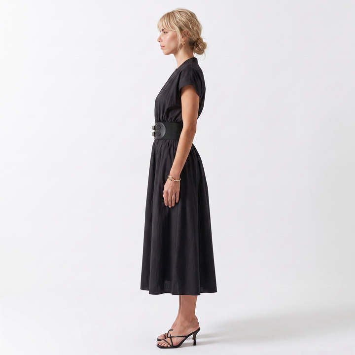 Sunoire medium size ladies dress women lady elegant summer casual party dresses 2026 host outfit lady dress professional manufacturer side view 01