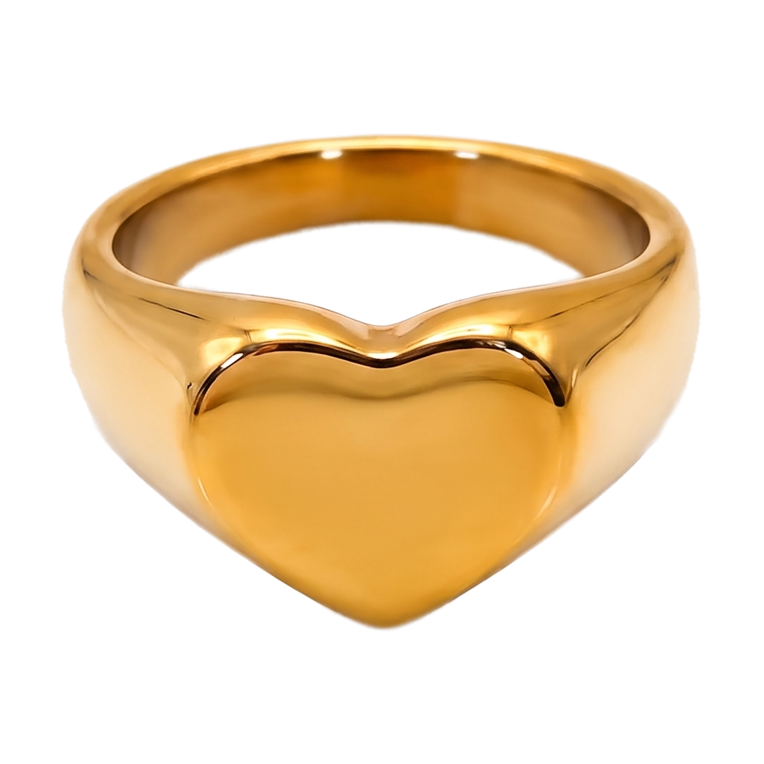 Sunoire emanco couple heart ring stainless steel punk style geometric personalized ring gift women valentine s day dropshipping 04 flatlay tr18909 gold color