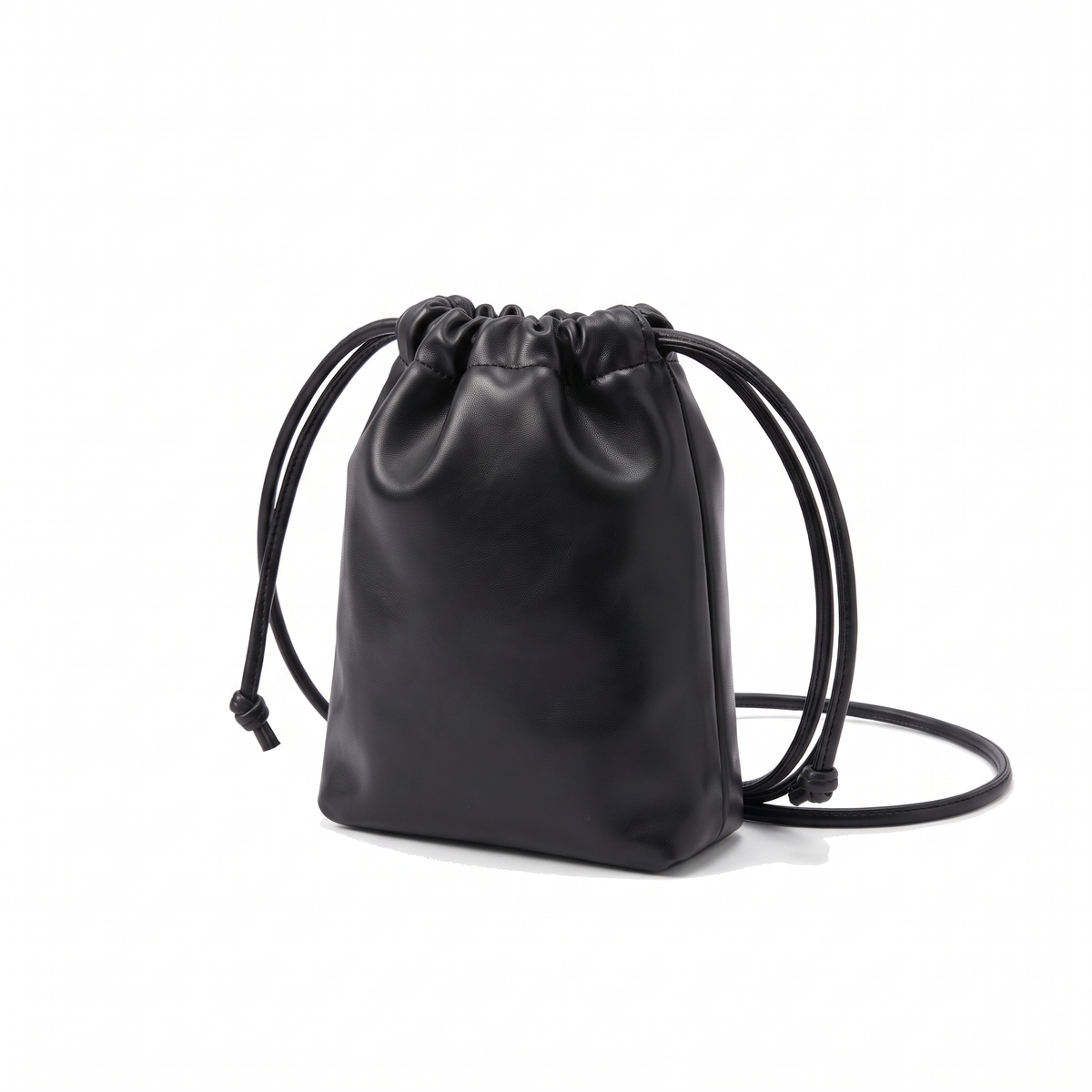 Slouchy Faux Leather Crossbody Bag, three-quarter view