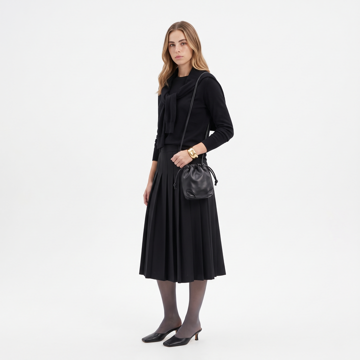 Slouchy Faux Leather Crossbody Bag, worn by a model