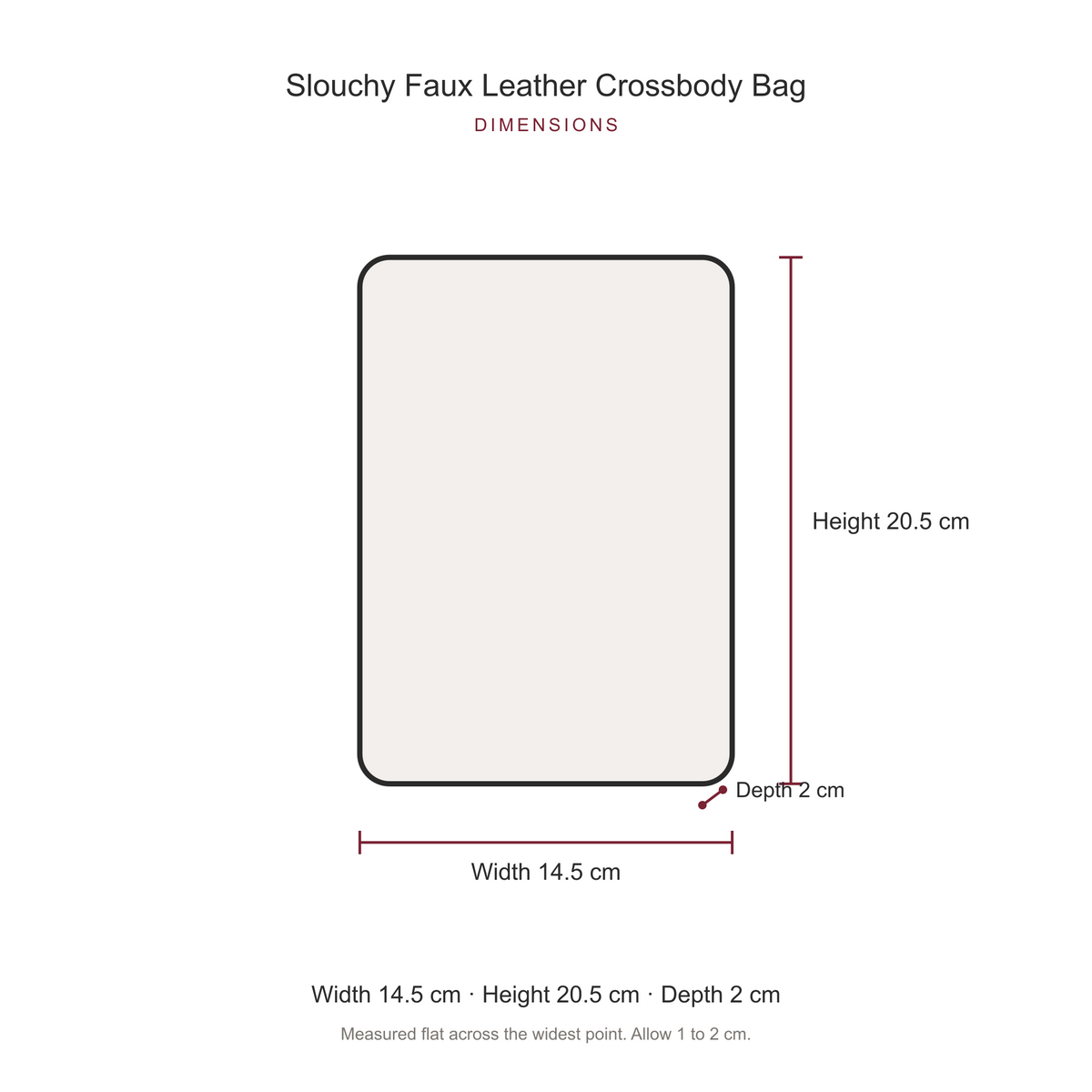 Slouchy Faux Leather Crossbody Bag, dimensions